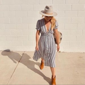 Cleobella Striped Midi Dress in Blue and White